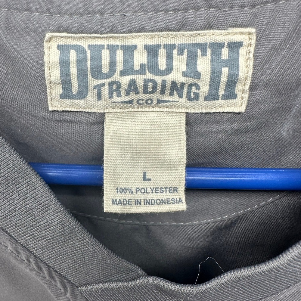 Duluth Trading Co Windbreaker Pullover Men Large Gray V-Neck Pocket Windshirt - Picture 2 of 8